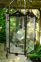 A bronze outdoor lantern